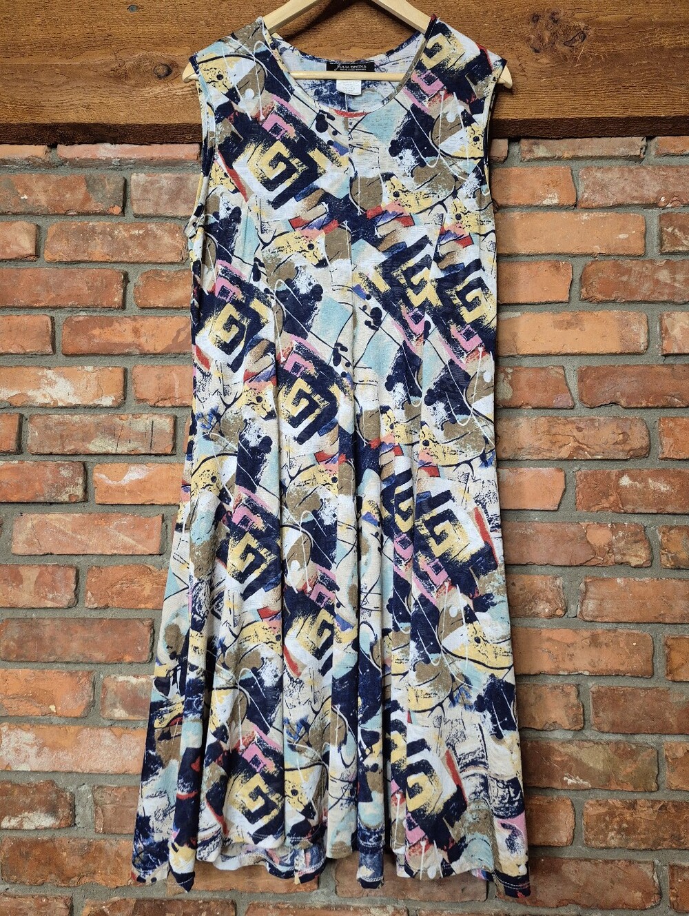 🇨🇦 Julia Divina Made in Canada Abstract Art Print Fit & Flare Midi Dress XXL
